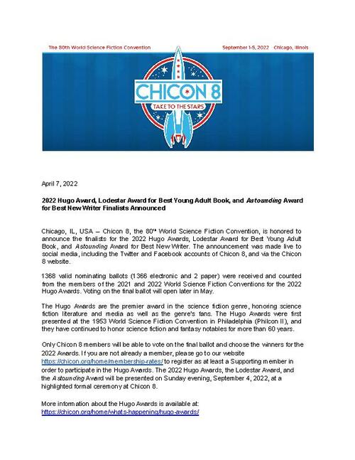 Chicon-8-Press-Release-3-2022-Hugo-Finalists-Announcement